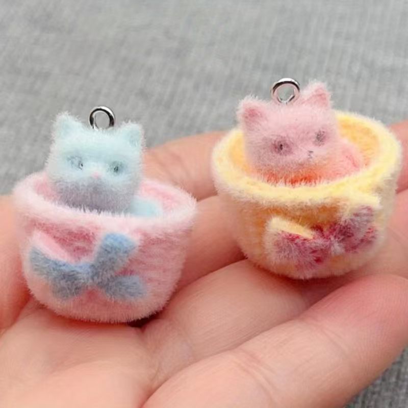 Jewelry Making Pendants - 4 colgantes de gato de resina