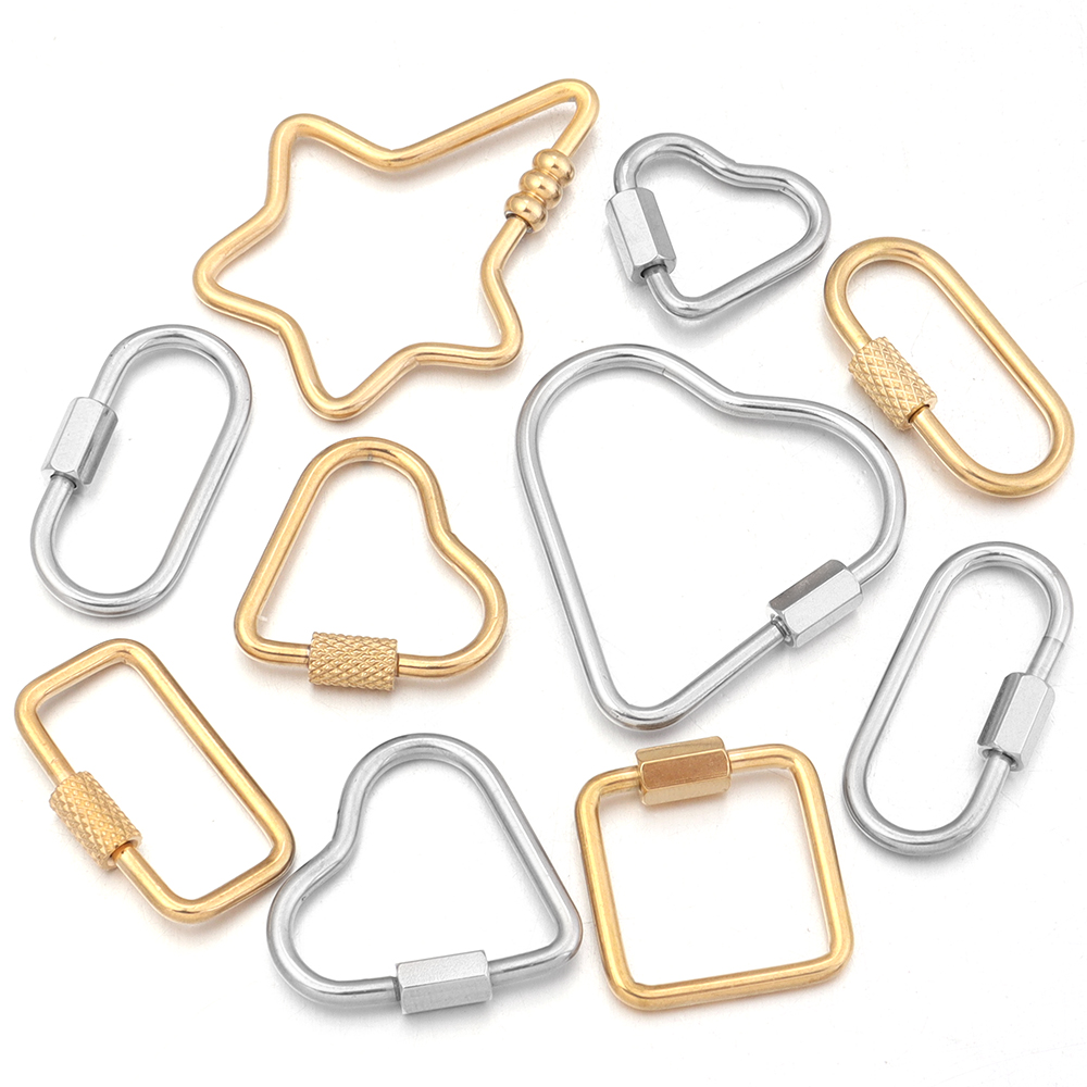 Jewelry Making Articles - 2pcs Oro Acero inoxidable Corazón tornillo