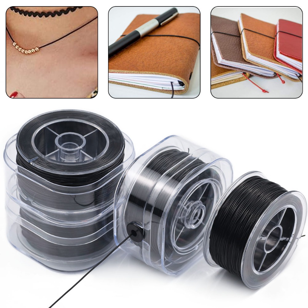 Jewelry Making Beginners - Cordón Elástico Negro de 0.5-1mm, Hilo